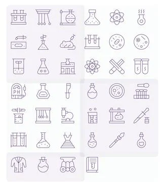 40 High Resolution Editable Vector Icons for Experiment in Thin Line Theme Stockillustratie