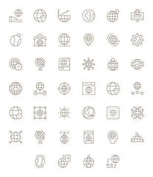 40 High Resolution Vector Icons for Worldwide with Pixel Optimized Thin Lin.. Stock Illustration