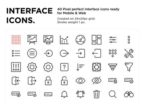 40 Interface Icons Ilustração Stock
