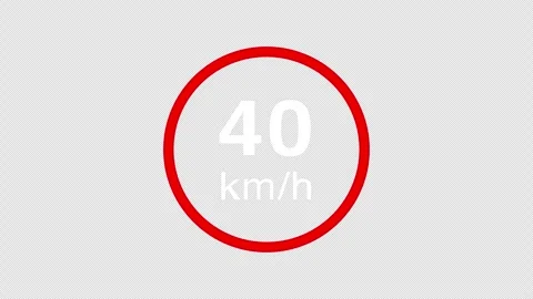 40 kmh speed limit road sign icon animation Stock Footage 335465903