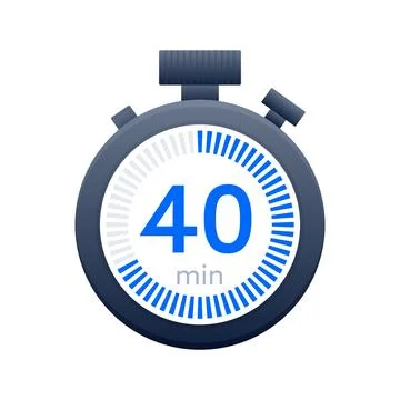 40 min timer and Stopwatch icons. Countdown symbol. Kitchen timer icon. Vector Stock Illustration