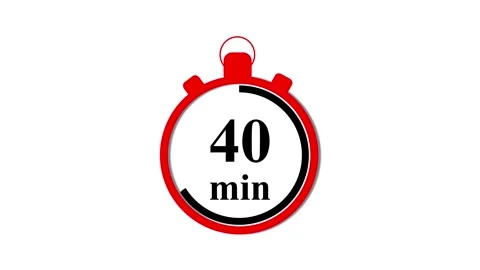 40 minute stopwatch timer animation, red countdown clock for time managemen.. Stock-Footage 332965283
