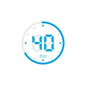 40 minute. Timer, clock, stopwatch isolated blue icons on white background. V Stock Illustration