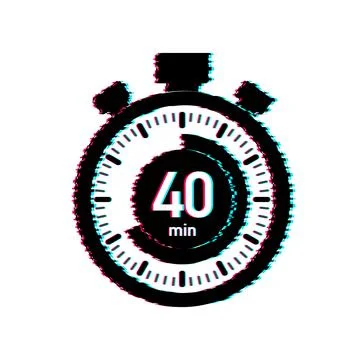 The 40 minutes, stopwatch vector glitch icon. Stopwatch icon in flat style Stock Illustration