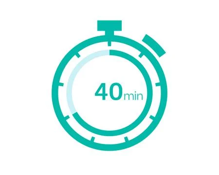 40 minutes timer icon, 40 min digital timer. Clock and watch, timer, countdow Illustrazione stock