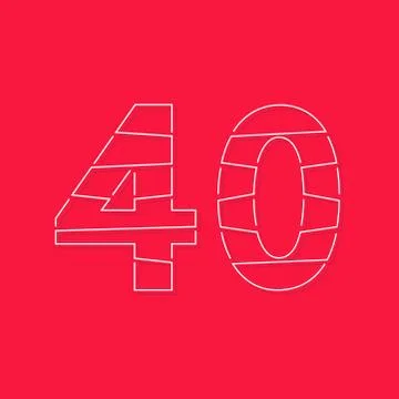 40 number, linear stroke font. Modern trendy, creative style design. For logo Stock Illustration