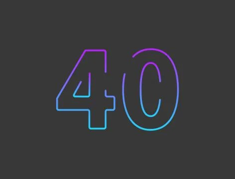 40 number, outline stroke gradient font. Trendy, dynamic creative style desig Stock Illustration
