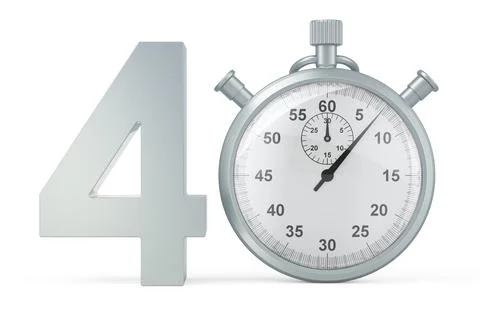 40 number with stopwatch. 3D rendering Illustrazione stock