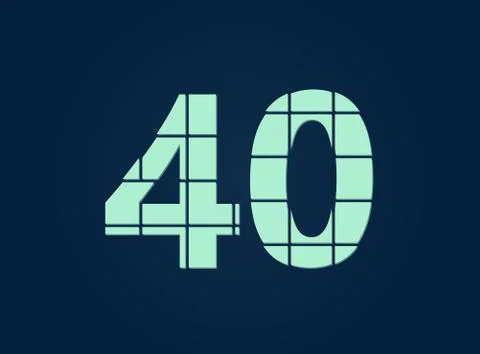 40 number, vector desing font.  Made of knife cut. For logo, brand label, des Stock Illustration