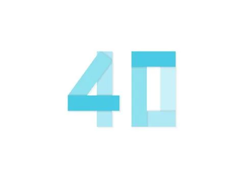 40 number, vector logo, paper cut desing font made of blue color tones .Isola Stock Illustration