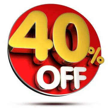 40 percent off 3D.(with Clipping Path). Stock Illustration