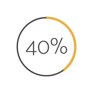 40 percent chart. Vector percentage infographic element. Yellow isolated icon Illustration
