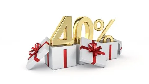 40 percent discount. 3d rendering Stock Illustration