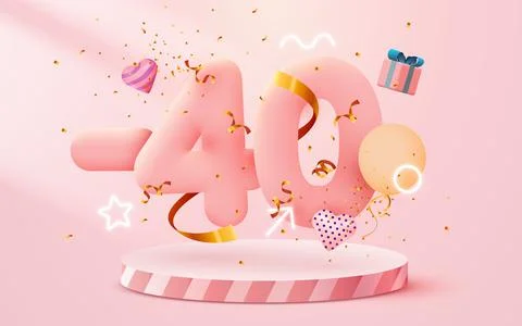 40 percent Off. Discount creative composition. 3d sale symbol with decorative Stock Illustration