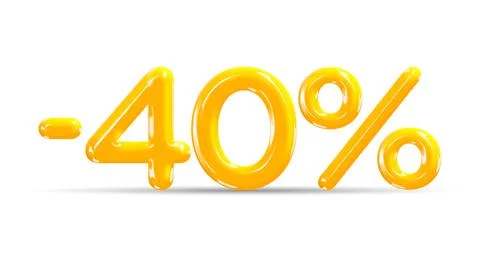 40 percent Off. Discount creative composition of golden or yellow balloons. Stock Illustration