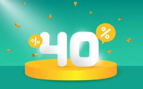 40 percent Off. Discount creative composition. 3d sale symbol with decorative Stock Illustration