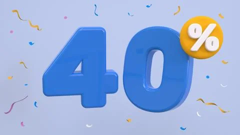 40 percent Off. Discount creative composition. 40% symbol with decorative o.. Stock Illustration