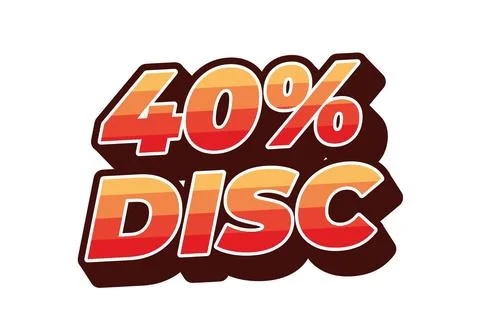 40 percent discount. Text effect in 3D style with good colors Illustrazione stock