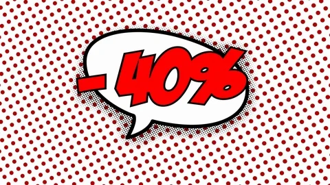 40 percent discount text in speech balloon Stock Footage 88335023