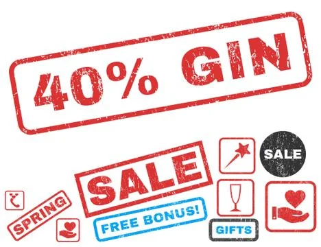 40 Percent Gin Rubber Stamp with Bonus Stock Illustration