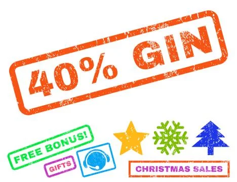 40 Percent Gin Text Rubber Seal Stamp Watermark with Bonus Stock Illustration