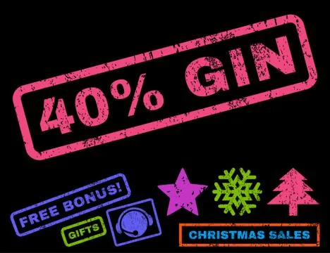 40 Percent Gin Text Rubber Seal Stamp Watermark with Bonus Stock Illustration