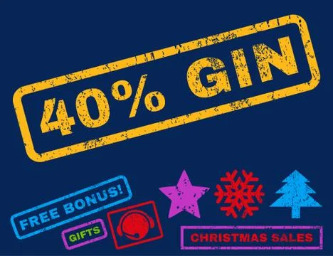 40 Percent Gin Text Rubber Seal Stamp Watermark with Bonus Stock Illustration