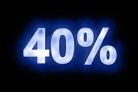 40 percent in glowing numerals on blue Stock Illustration