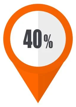 40 percent orange pointer vector icon in eps 10 isolated on white background. Stock Illustration