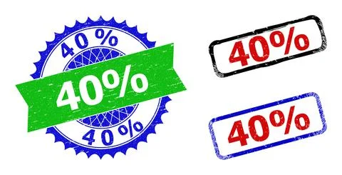 40 Percents Rosette and Rectangle Bicolor Watermarks with Corroded Surfaces Stock Illustration