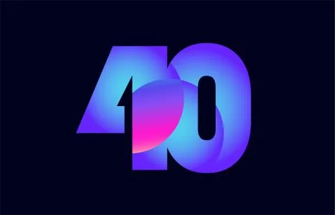 40 pink blue gradient number logo icon design Stock Illustration