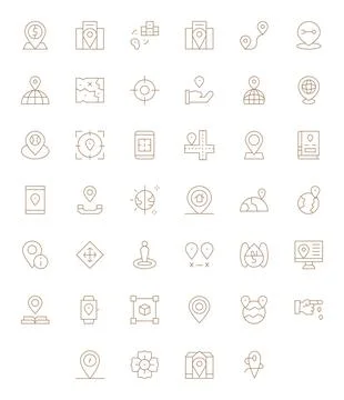 40 Pixel Optimized Vector Icons themed around Coordinates in High Resolutio.. Stock Illustration