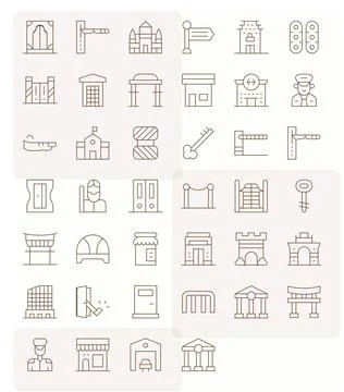 40 Retina Ready Editable Vector Icons for Entrance in Thin Line Theme Illustration