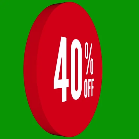40% Off Sale Sticker - Spinning Loop Animation Green Screen Chroma Key Stock Footage 320902505