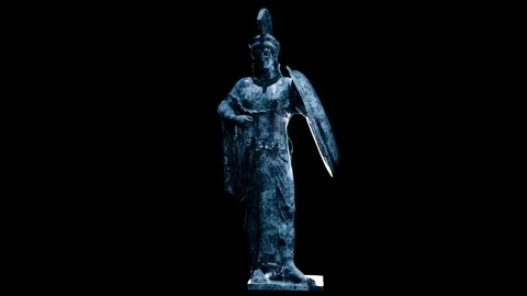 40 Sculpture of Athena Standing With Shield Made with 3D render not AI Stock Footage 332260187