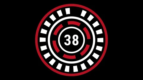 40-sec red and white gear-style countdown on black background Stock Footage 333618477