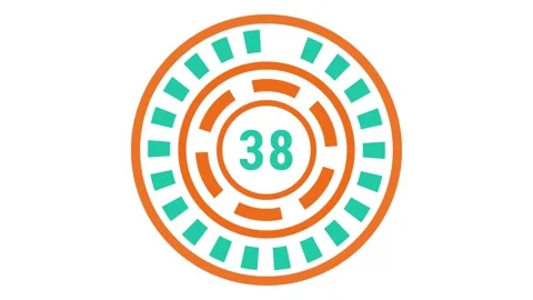 40-sec teal orange gear-style countdown on white background Stock Footage 332791005