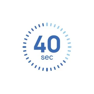 40 second timer clock. 40 sec stopwatch icon countdown time digital stop Stock Illustration