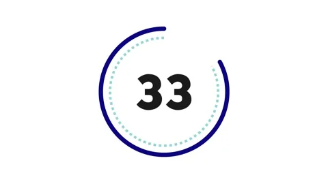 40 seconds dashed (dotted) circle countdown. Blue and Light Blue on White bg Stock Footage 233329945