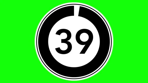 40 seconds simple countdown timer, circular cutout, chroma key background Stock Footage 245419805