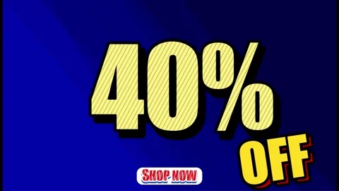 40% OFF SHOP NOW - Seamless looping Swing banner text promotion animation effect Stock Footage 288186344