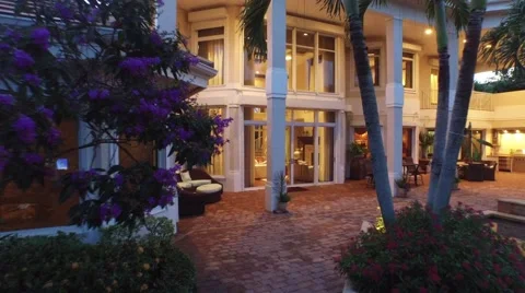 40 St Thomas reverse dolly over pool low altitude view backyard Stock Footage 55288072