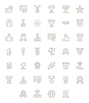 40 Thin Line Detail Enhanced Vector Icons crafted for Award 64x64 application Stock Illustration