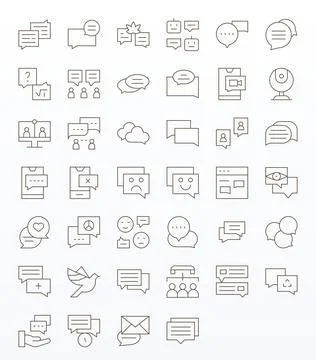 40 Thin Line Display Perfect Vector Icons tailored for Chat 128x128 interface Stock Illustration