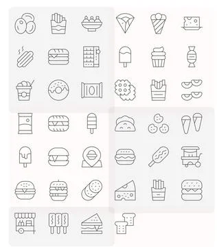 40 Thin Line Display Perfect Vector Icons tailored for Snack Retina Ready i.. Stock Illustration