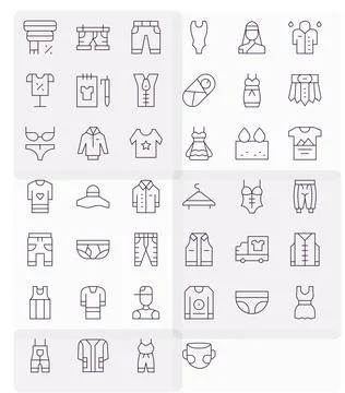 40 Thin Line Editable Vector Icons tailored for Clothing 256x256 interface Ilustración de archivo
