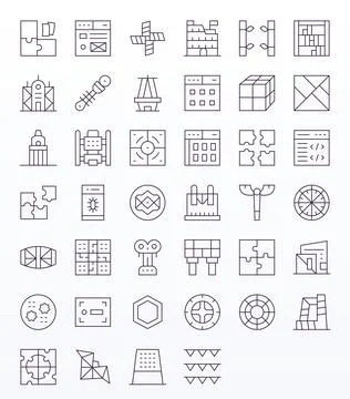 40 Thin Line Editable Vector Icons for Framework Graphics Stock Illustration