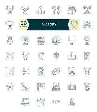 40 Thin Line Grid Fitted Vector Icons tailored for Victory 128x128 interface Stock Illustration