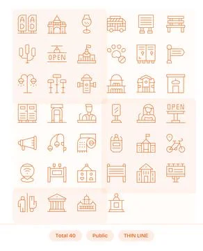 40 Thin Line Grid Fitted Vector Icons crafted for Public Retina Ready appli.. Stock Illustration