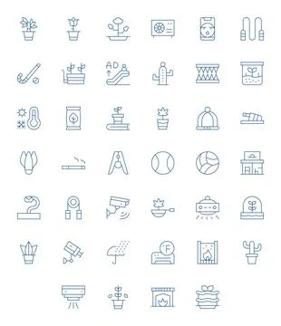 40 Thin Line Pixel Aligned Vector Icons for Indoor Graphics Ilustración de archivo